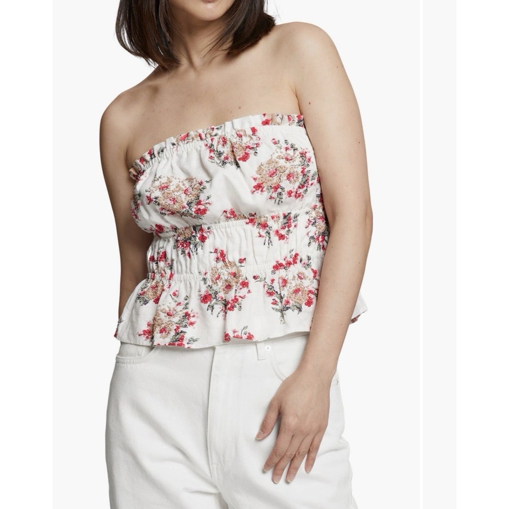 & Other Stories Brand Floral Women's Strapless Top Shirt Medium NWT  New Linen